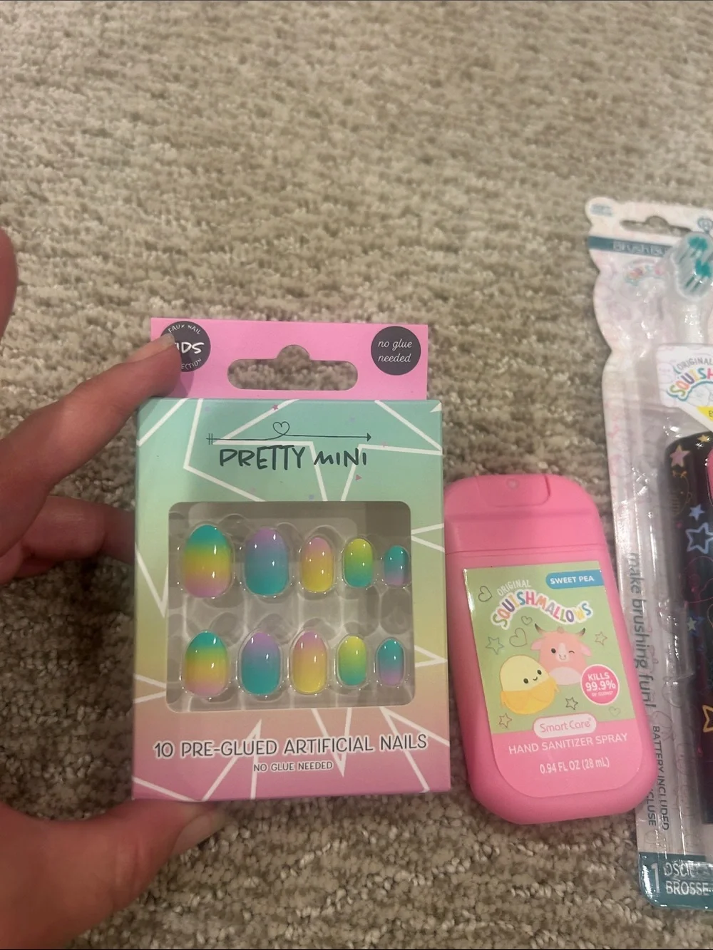 Squishmallows Pink Kids Toothbrush ,Hand Spray , bandages & nails